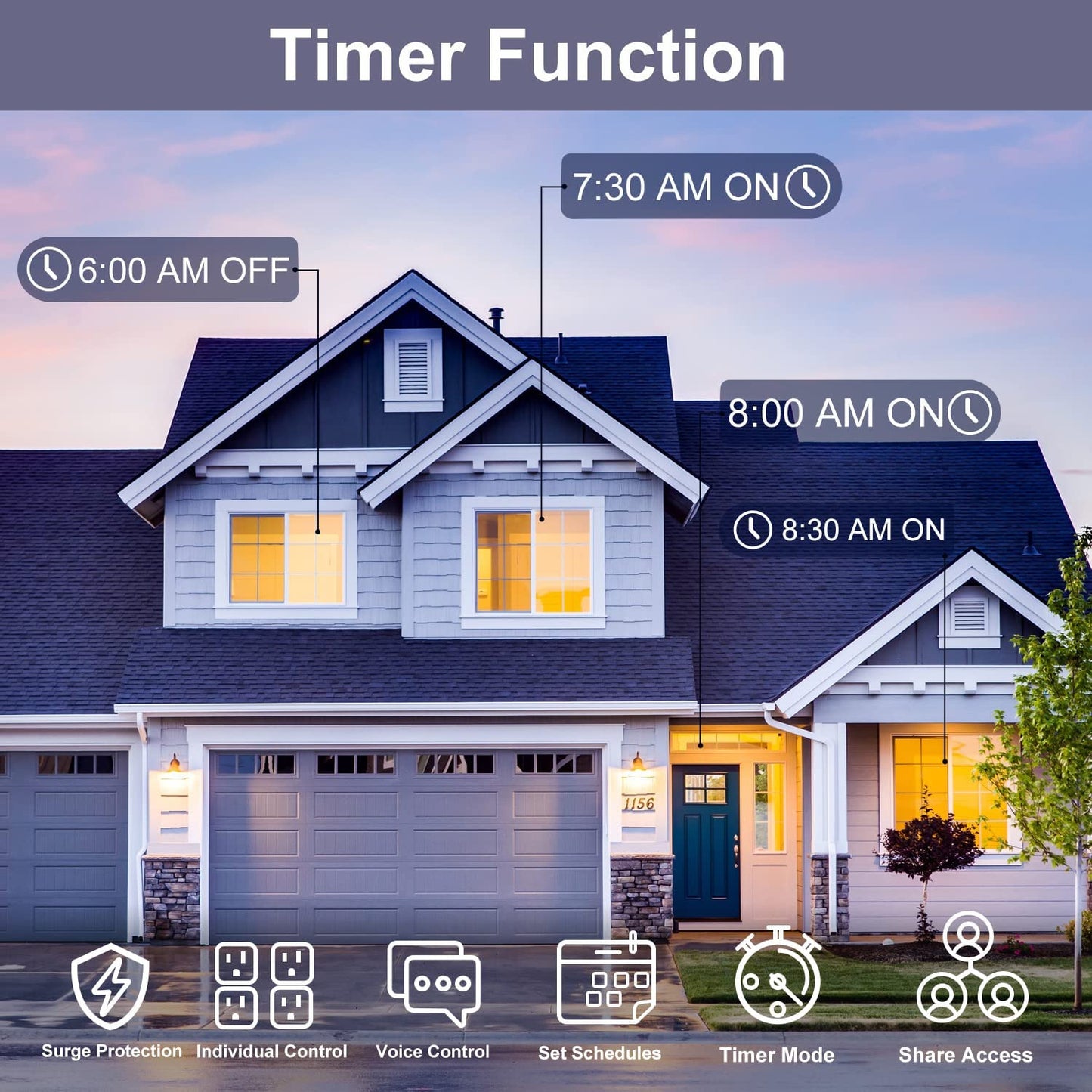 ZigBee 10A SM-SO301-U 2500W 4 Holes + 4 USB Smart Power Strip, US Plug(Black)
