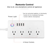ZigBee 10A SM-SO301-U 2500W 4 Holes + 4 USB Smart Power Strip, US Plug(White)