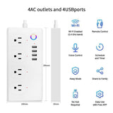 WiFi 10A SM-SO301-U 2500W 4 Holes + 4 USB Smart Power Strip, US Plug(White)