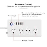 ZigBee 10A SM-SO301-A 4 Holes + 4 USB 2000W Multi-purpose Smart Power Strip, AU Plug