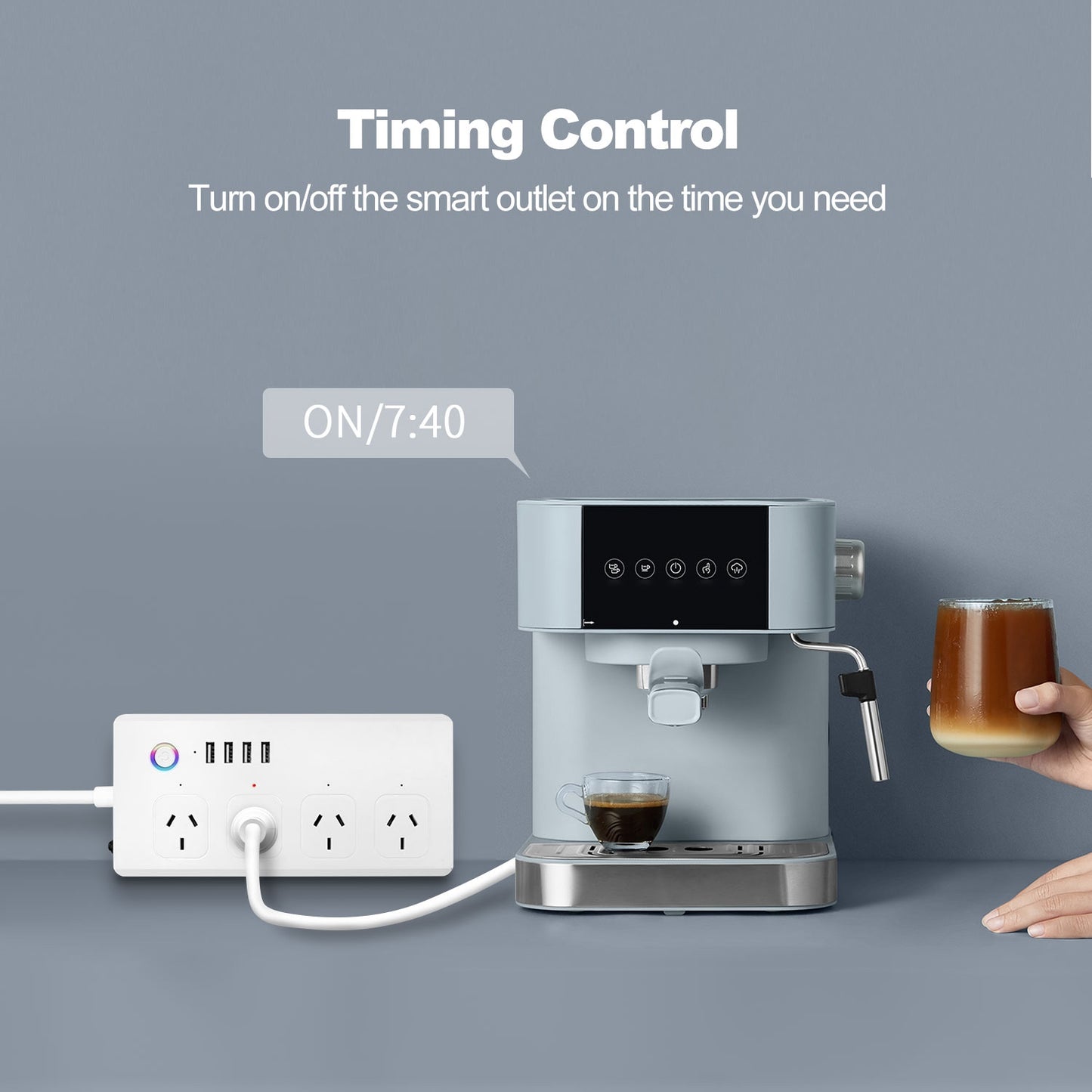 WiFi 10A SM-SO301-A 4 Holes + 4 USB 2000W Multi-purpose Smart Power Strip, AU Plug