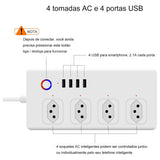 ZigBee 10A SM-SO301-B 4 Holes + 4 USB Multi-purpose Smart Power Strip, Brazil Plug