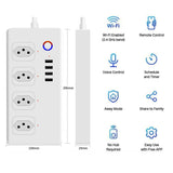 WiFi 10A SM-SO301-B 4 Holes + 4 USB Multi-purpose Smart Power Strip, Brazil Plug