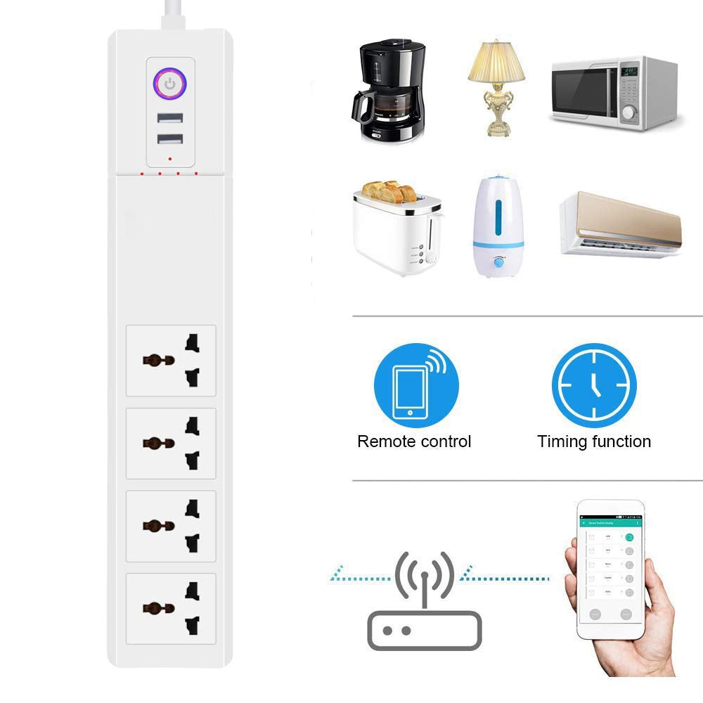 ZigBee 10A SM-SO306-M 4 Holes + 2 USB Multi-purpose Smart Power Strip(UK Plug)