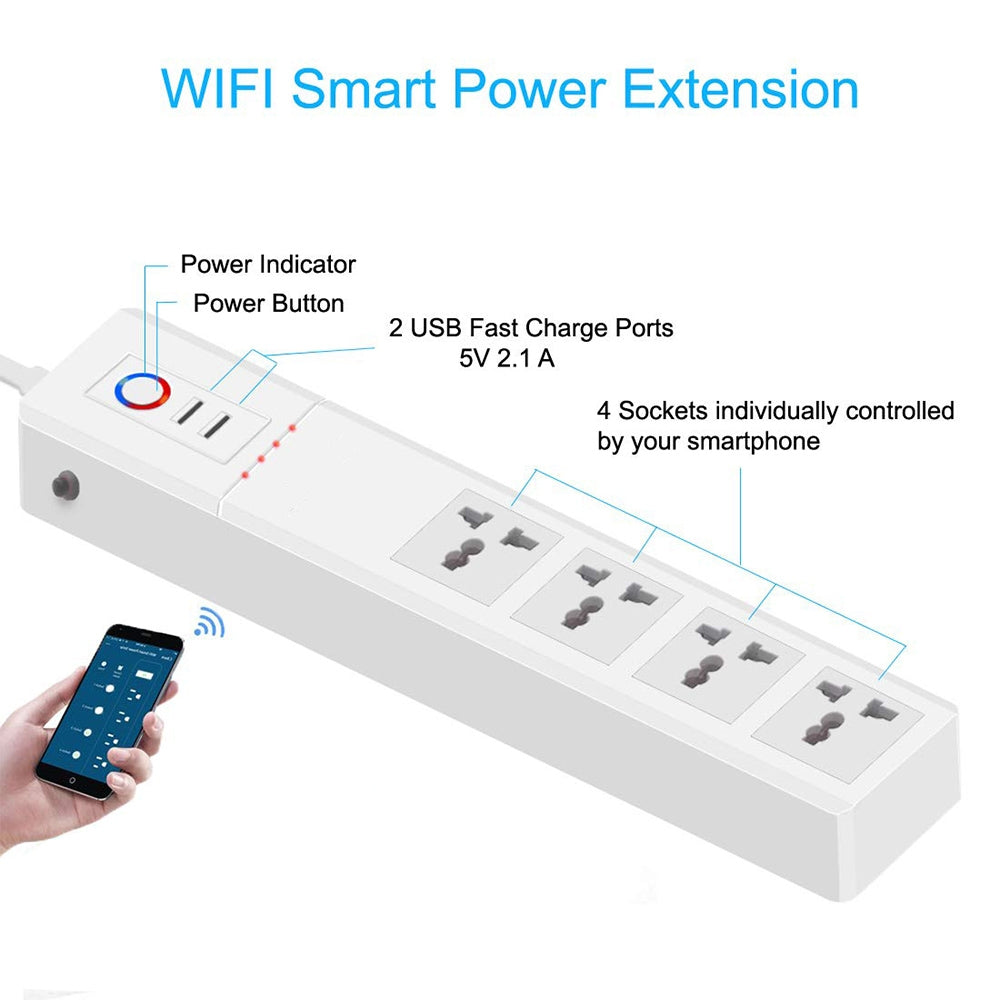 ZigBee 16A SM-SO306-M 4 Holes + 2 USB Multi-purpose Smart Power Strip(UK Plug)