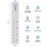 WiFi 10A SM-SO306-K 4 Holes + 2 USB Multi-purpose Smart Power Strip, UK Plug