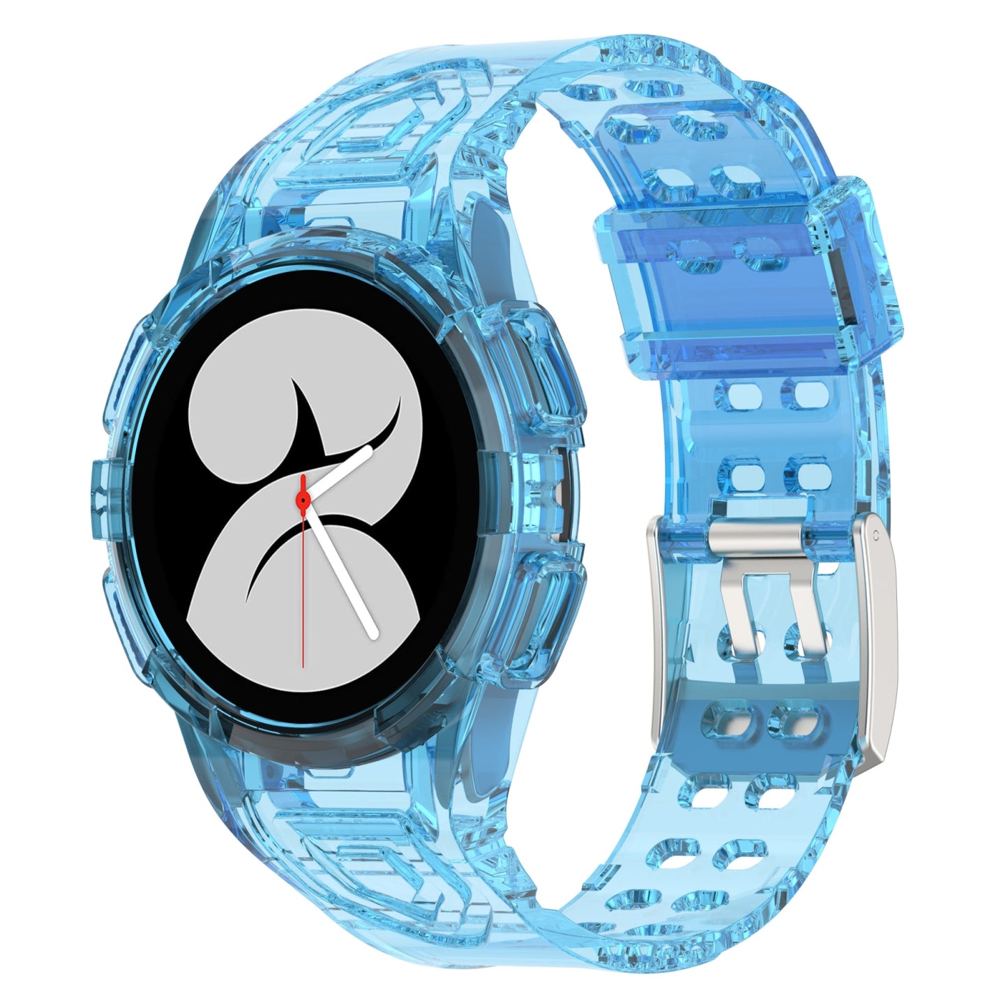 For-Samsung-Galaxy-Watch4-Classic-46mm-Silicone-Integrated-Watch-Band(Transparent-Blue)