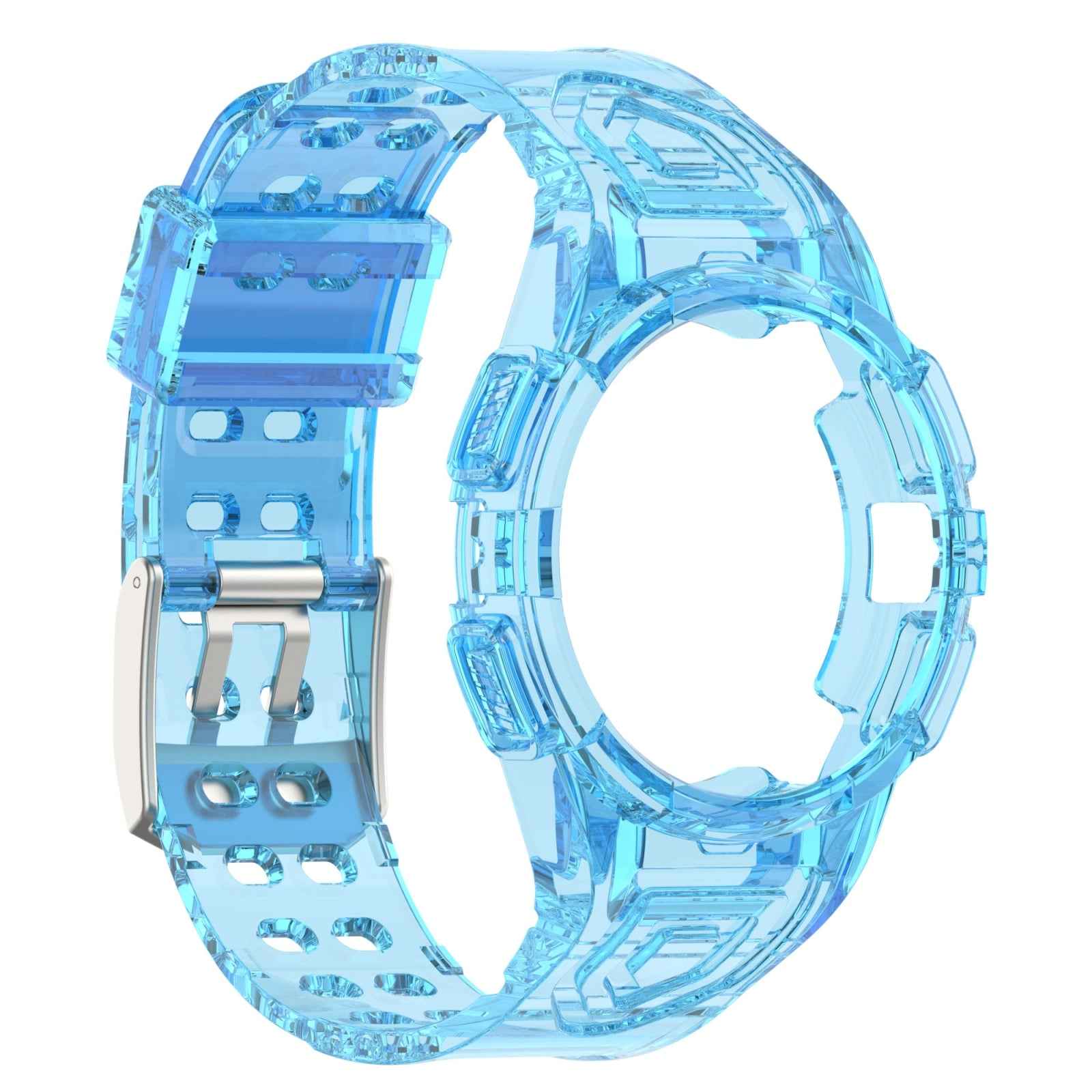 For-Samsung-Galaxy-Watch4-Classic-46mm-Silicone-Integrated-Watch-Band(Transparent-Blue)