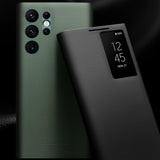 For-Samsung-Galaxy-S22-Ultra-5G-QIALINO-Magnetic-Genuine-Leather-Phone-Case(Green)