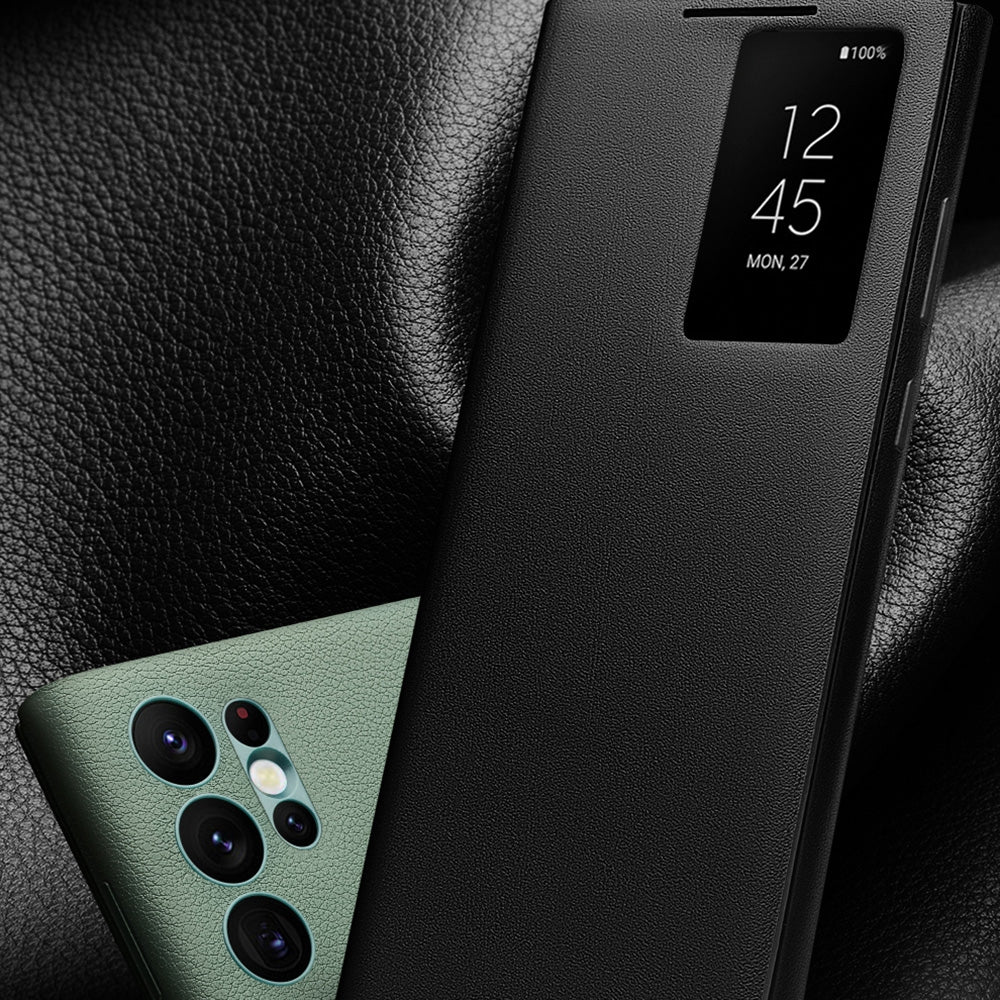 For-Samsung-Galaxy-S22-Ultra-5G-QIALINO-Magnetic-Genuine-Leather-Phone-Case(Green)