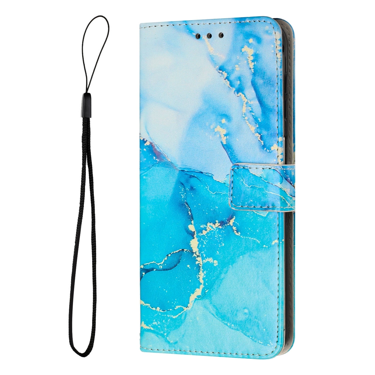 For-Google-Pixel-7-Pro-Painted-Marble-Pattern-Leather-Phone-Case(Blue-Green)