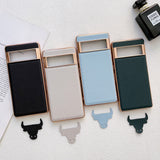 For-Google-Pixel-6-Pro-Waves-Series-Nano-Electroplating-Genuine-Leather-Phone-Case(Grey)