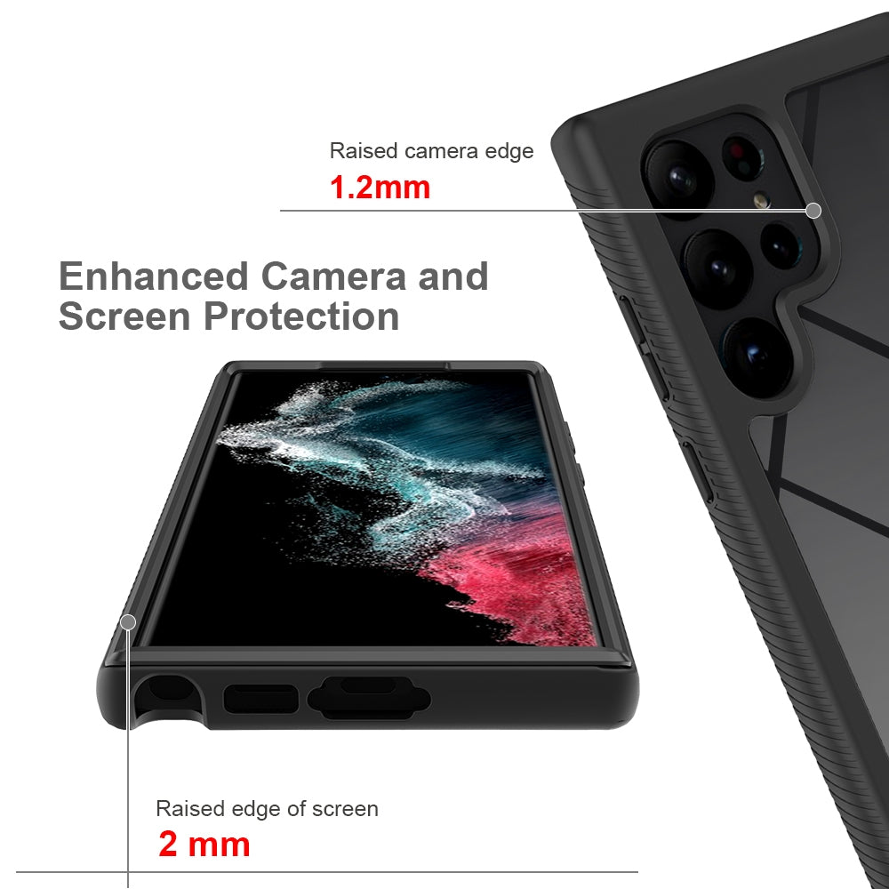 For-Samsung-Galaxy-S23-Ultra-5G-Two-layer-Integrated-Transparent-TPU-+-PC-+-PET-Protective-Phone-Case(Black)