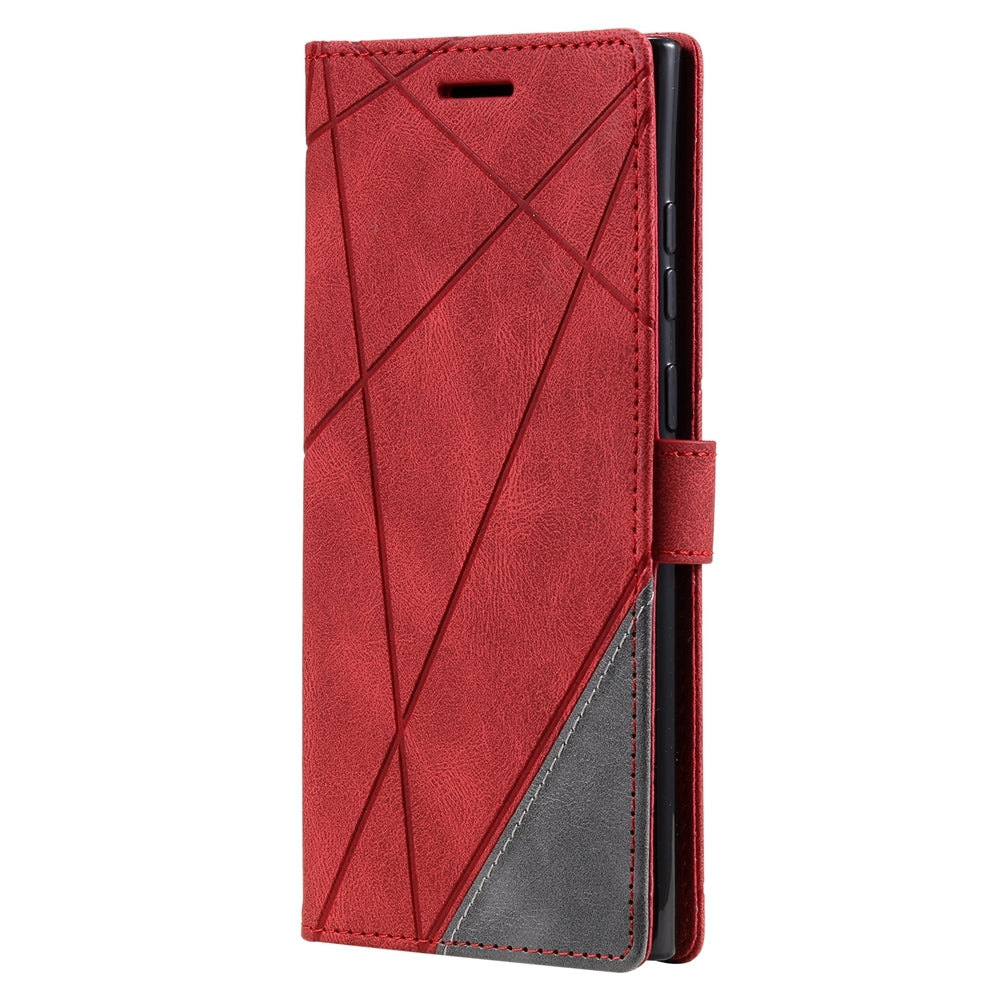 For-Samsung-Galaxy-S23-Ultra-5G-Skin-Feel-Splicing-Leather-Phone-Case(Red)