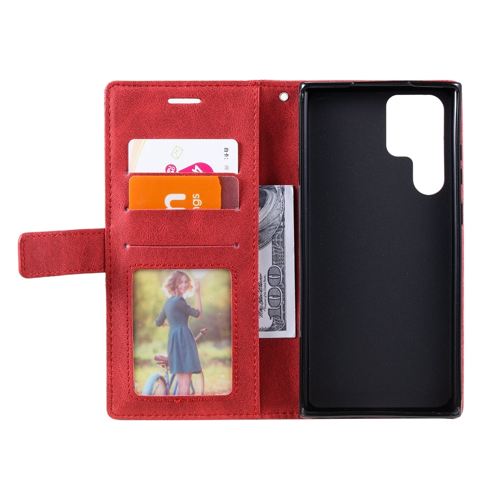 For-Samsung-Galaxy-S23-Ultra-5G-Skin-Feel-Splicing-Leather-Phone-Case(Red)