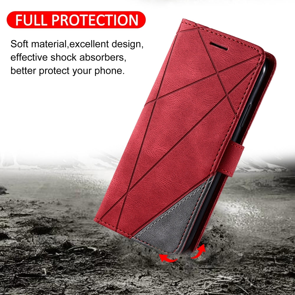 For-Samsung-Galaxy-S23-Ultra-5G-Skin-Feel-Splicing-Leather-Phone-Case(Red)