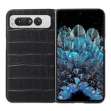 For-Google-Pixel-Fold-Crocodile-Texture-Genuine-Leather-Phone-Case(Black)