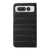 For-Google-Pixel-Fold-Crocodile-Texture-Genuine-Leather-Phone-Case(Black)