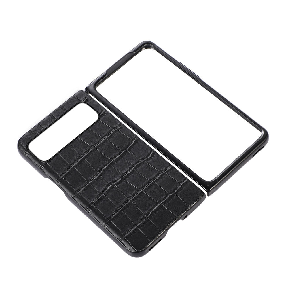 For-Google-Pixel-Fold-Crocodile-Texture-Genuine-Leather-Phone-Case(Black)