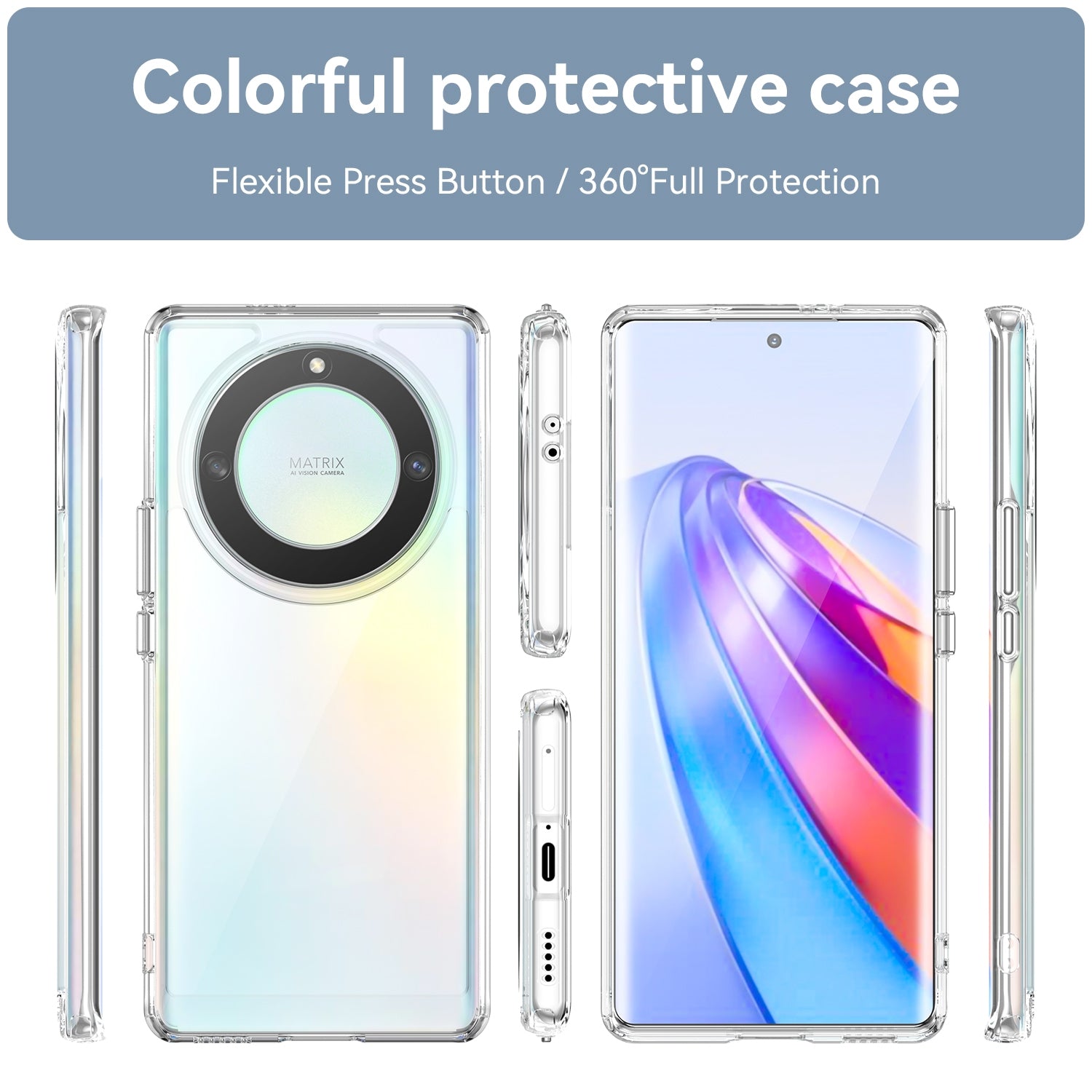 For-Honor-Magic5-Lite-Colorful-Series-Acrylic-+-TPU-Phone-Case(Transparent)
