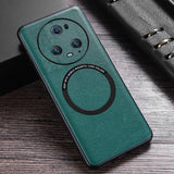 For-Honor-Magic5-Pro-Cloth-Texture-PU-MagSafe-Magnetic-Phone-Case(Green)