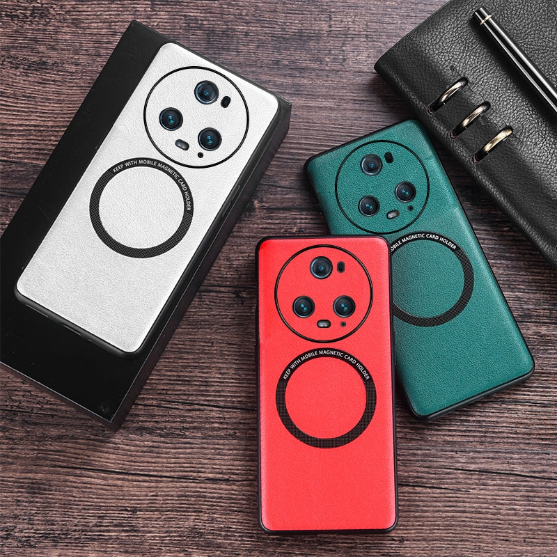 For-Honor-Magic5-Pro-Cloth-Texture-PU-MagSafe-Magnetic-Phone-Case(Green)