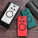 For-Honor-Magic5-Pro-Cloth-Texture-PU-MagSafe-Magnetic-Phone-Case(Green)