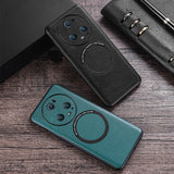 For-Honor-Magic5-Pro-Cloth-Texture-PU-MagSafe-Magnetic-Phone-Case(Green)