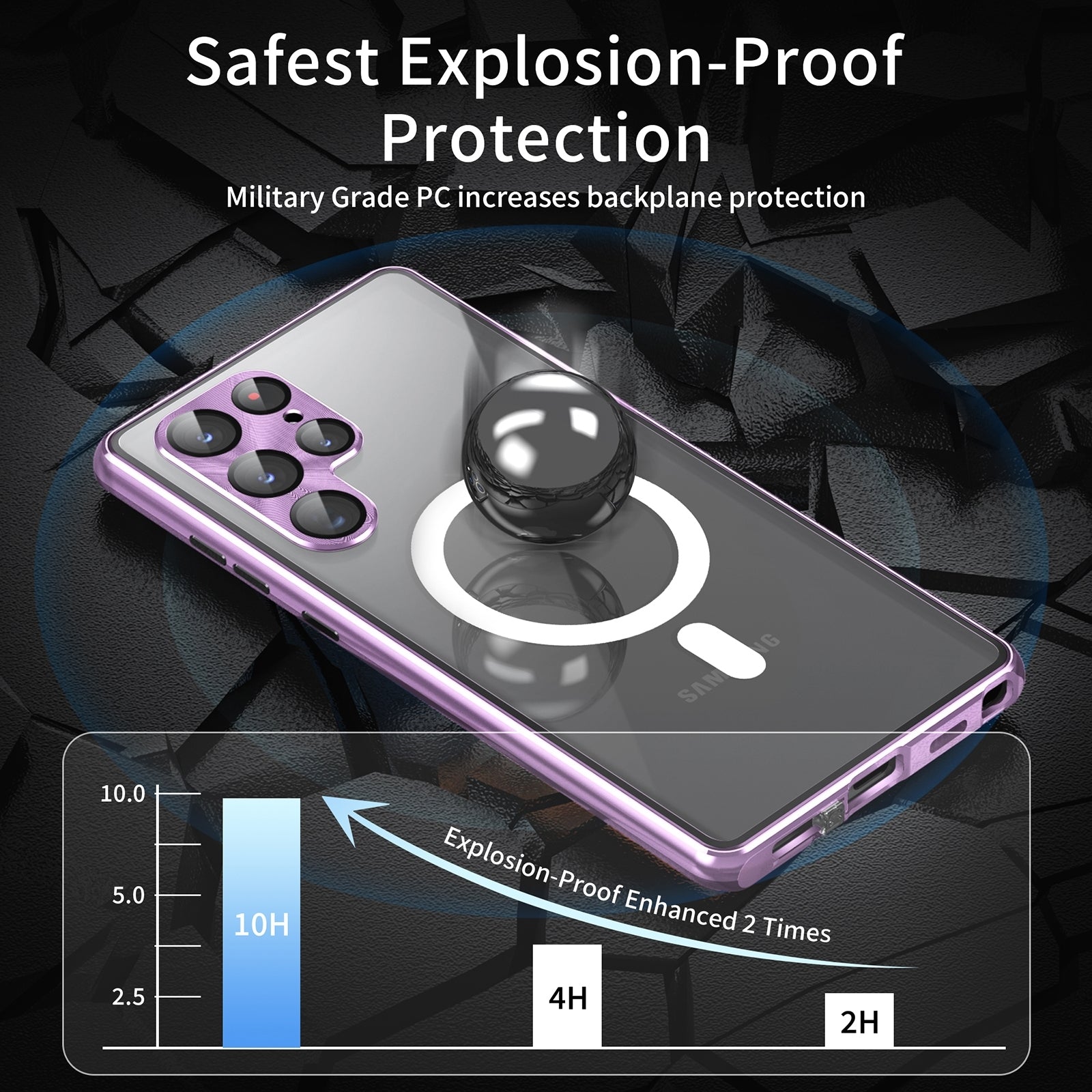 For-Samsung-Galaxy-S24-5G-HD-Full-Cover-Magsafe-Magnetic-Metal-Tempered-Glass-Phone-Case(Silver)