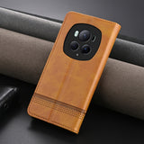 For-Honor-Magic6-Pro-AZNS-Magnetic-Calf-Texture-Flip-Leather-Phone-Case(Light-Brown)