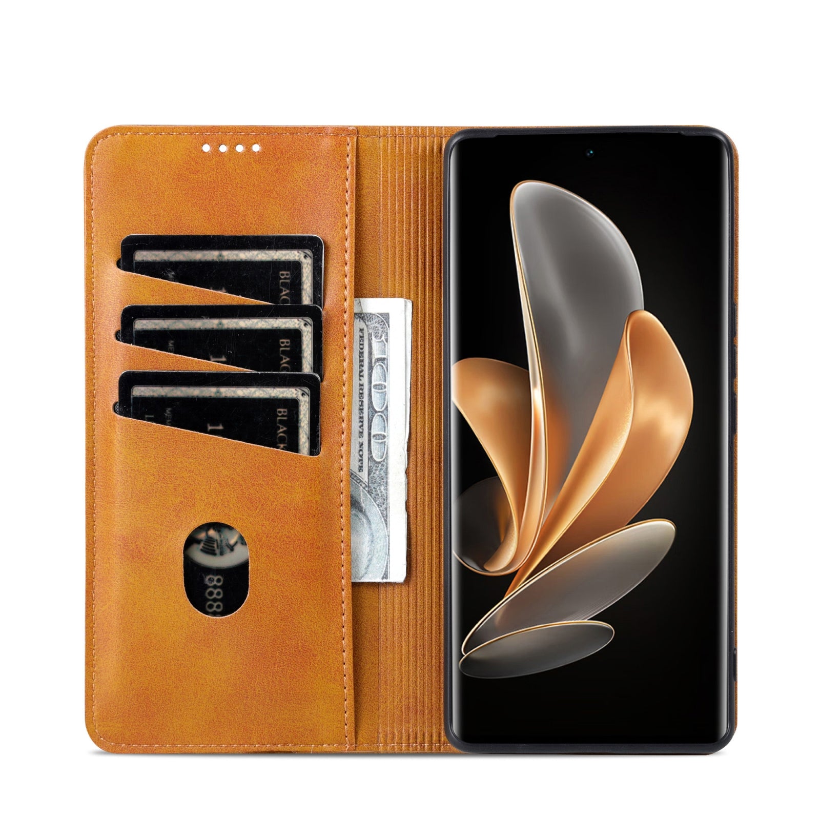 For-Honor-Magic6-Pro-AZNS-Magnetic-Calf-Texture-Flip-Leather-Phone-Case(Light-Brown)