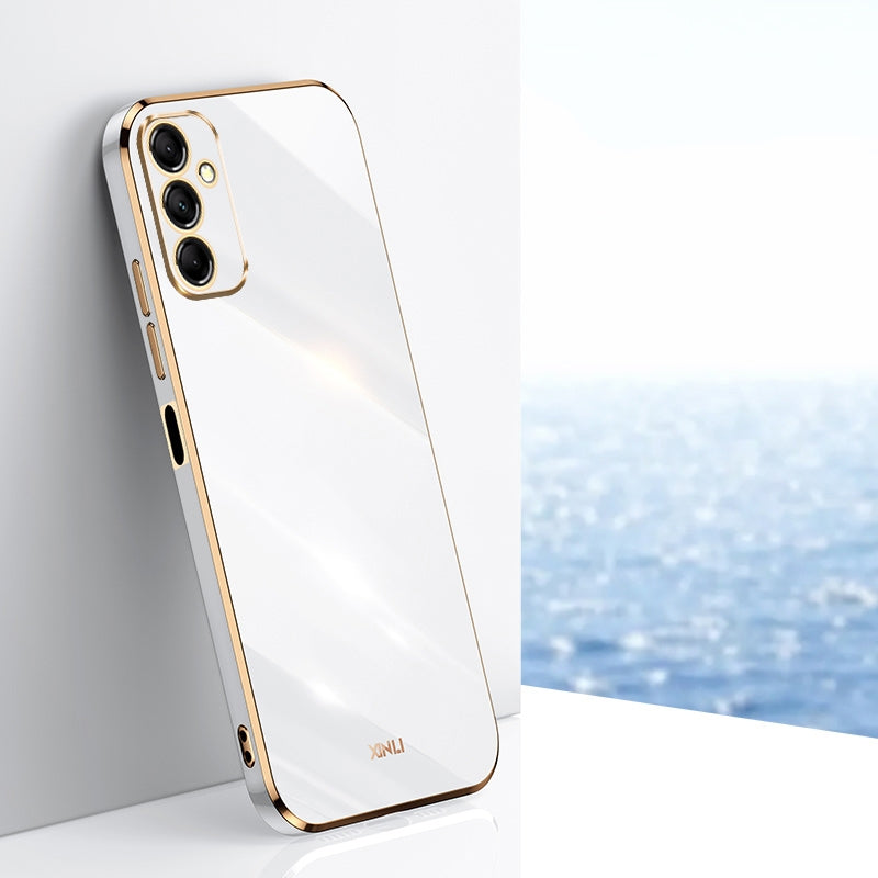 For-Samsung-Galaxy-M14-5G-XINLI-Straight-Edge-6D-Electroplate-TPU-Phone-Case(White)