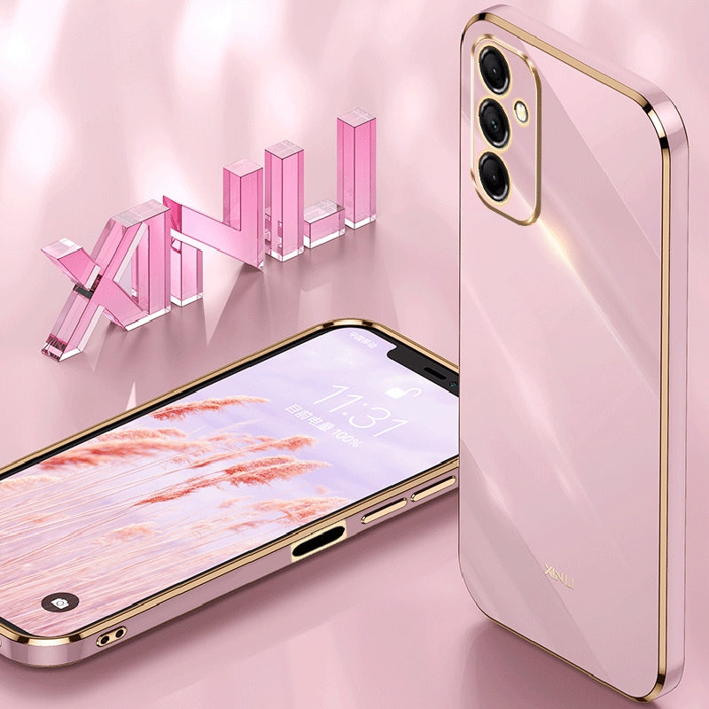 For-Samsung-Galaxy-M14-5G-XINLI-Straight-Edge-6D-Electroplate-TPU-Phone-Case(White)