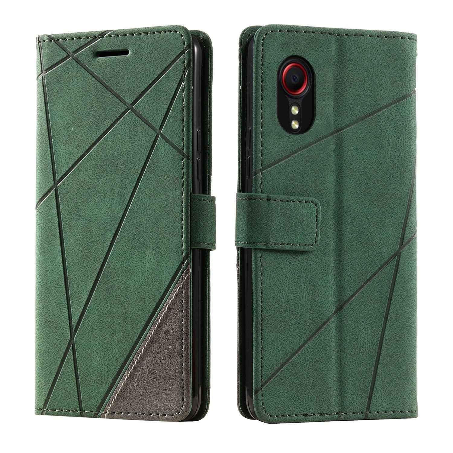 For-Samsung-Galaxy-Xcover-7-Skin-Feel-Splicing-Leather-Phone-Case(Green)