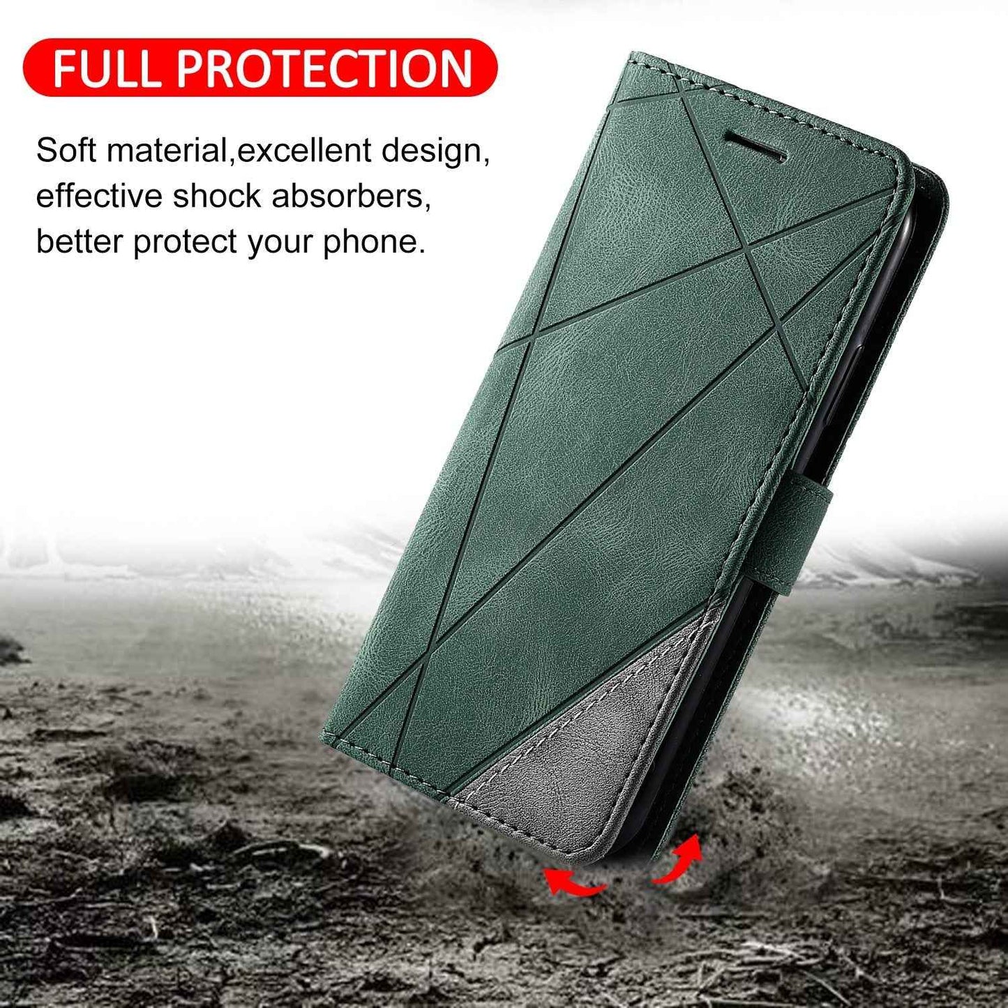 For-Samsung-Galaxy-Xcover-7-Skin-Feel-Splicing-Leather-Phone-Case(Green)