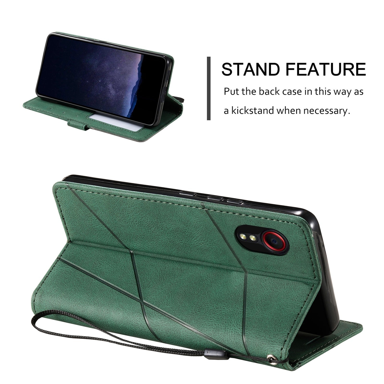 For-Samsung-Galaxy-Xcover-7-Skin-Feel-Splicing-Leather-Phone-Case(Green)