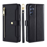 For-Samsung-Galaxy-M54-5G-Sheep-Texture-Cross-body-Zipper-Wallet-Leather-Phone-Case(Black)