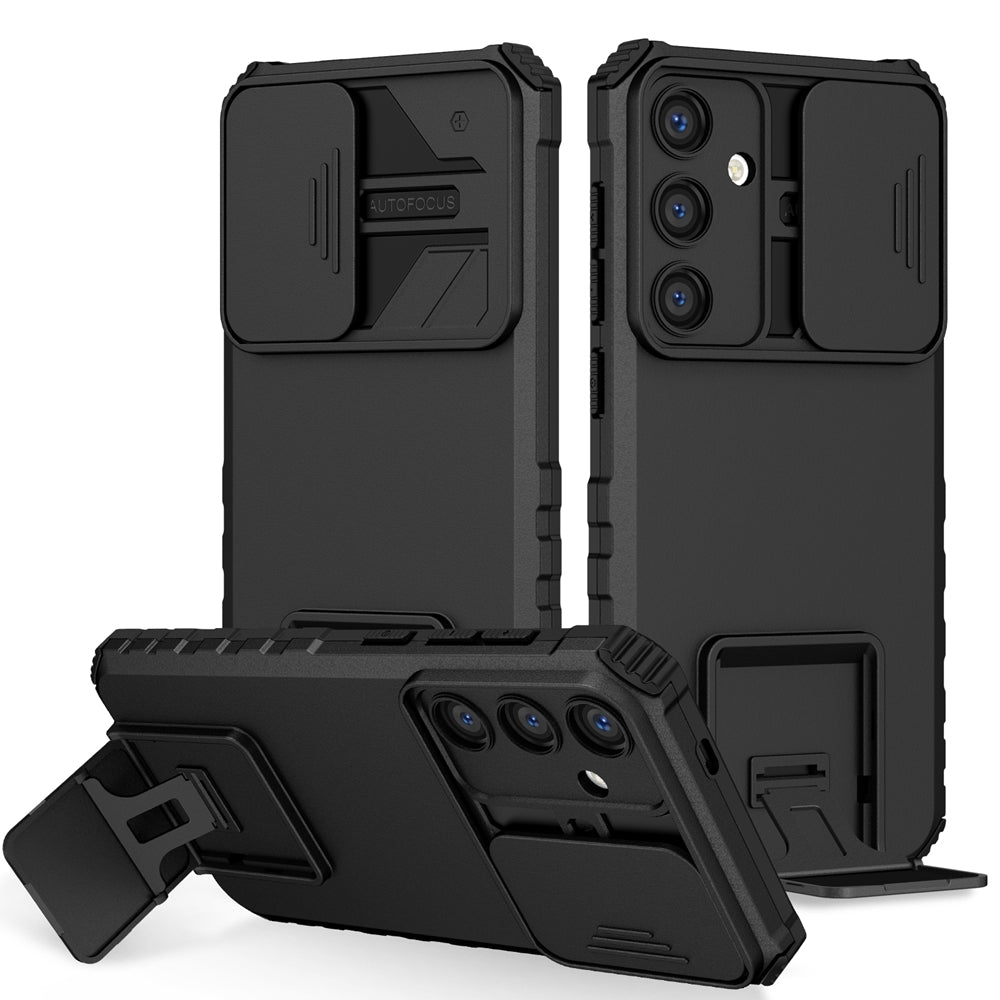 For-Samsung-Galaxy-S24-5G-Stereoscopic-Holder-Sliding-Camshield-Phone-Case(Black)