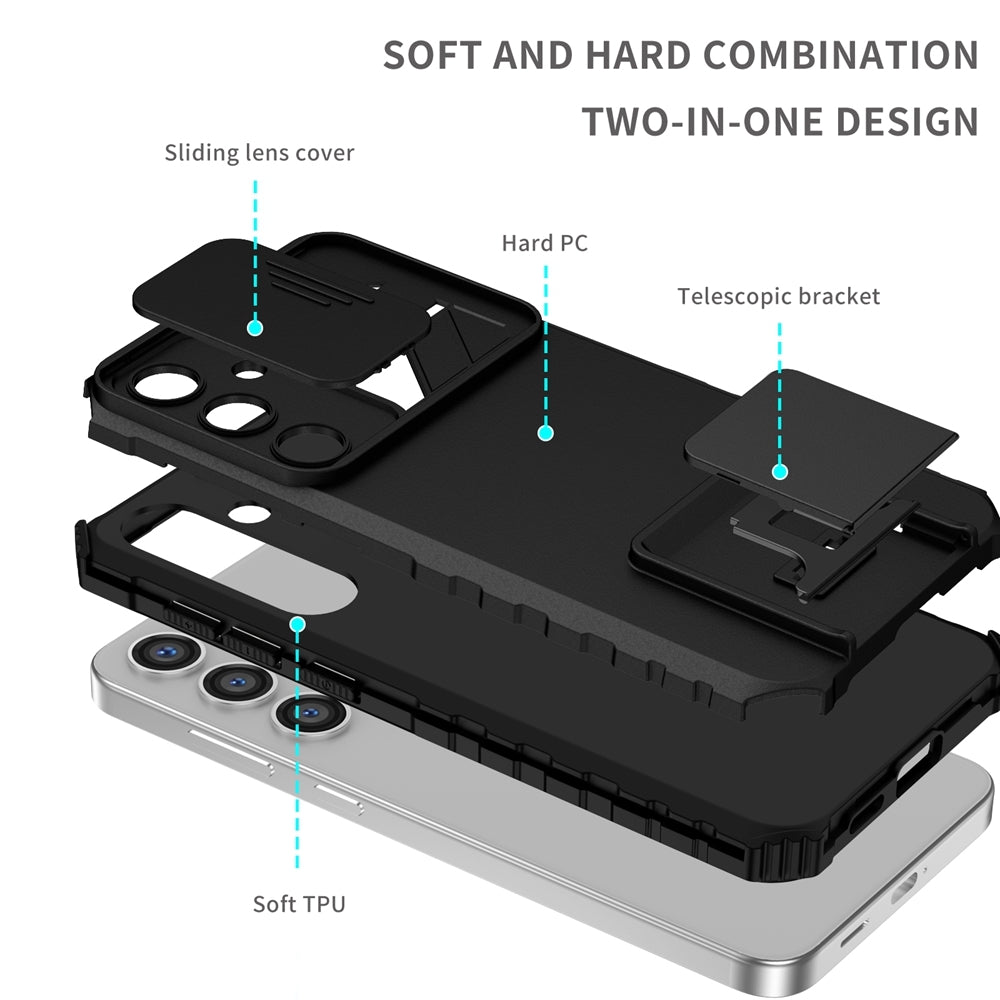 For-Samsung-Galaxy-S24-5G-Stereoscopic-Holder-Sliding-Camshield-Phone-Case(Black)