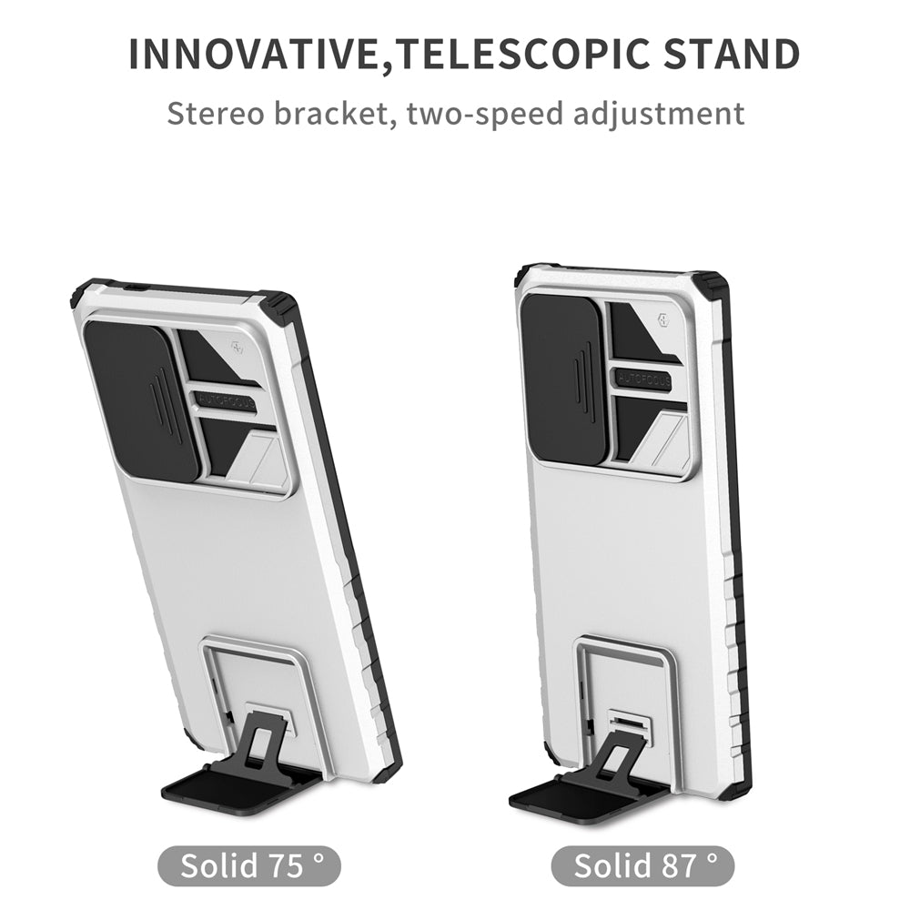 For-Samsung-Galaxy-S24-Ultra-5G-Stereoscopic-Holder-Sliding-Camshield-Phone-Case(White)