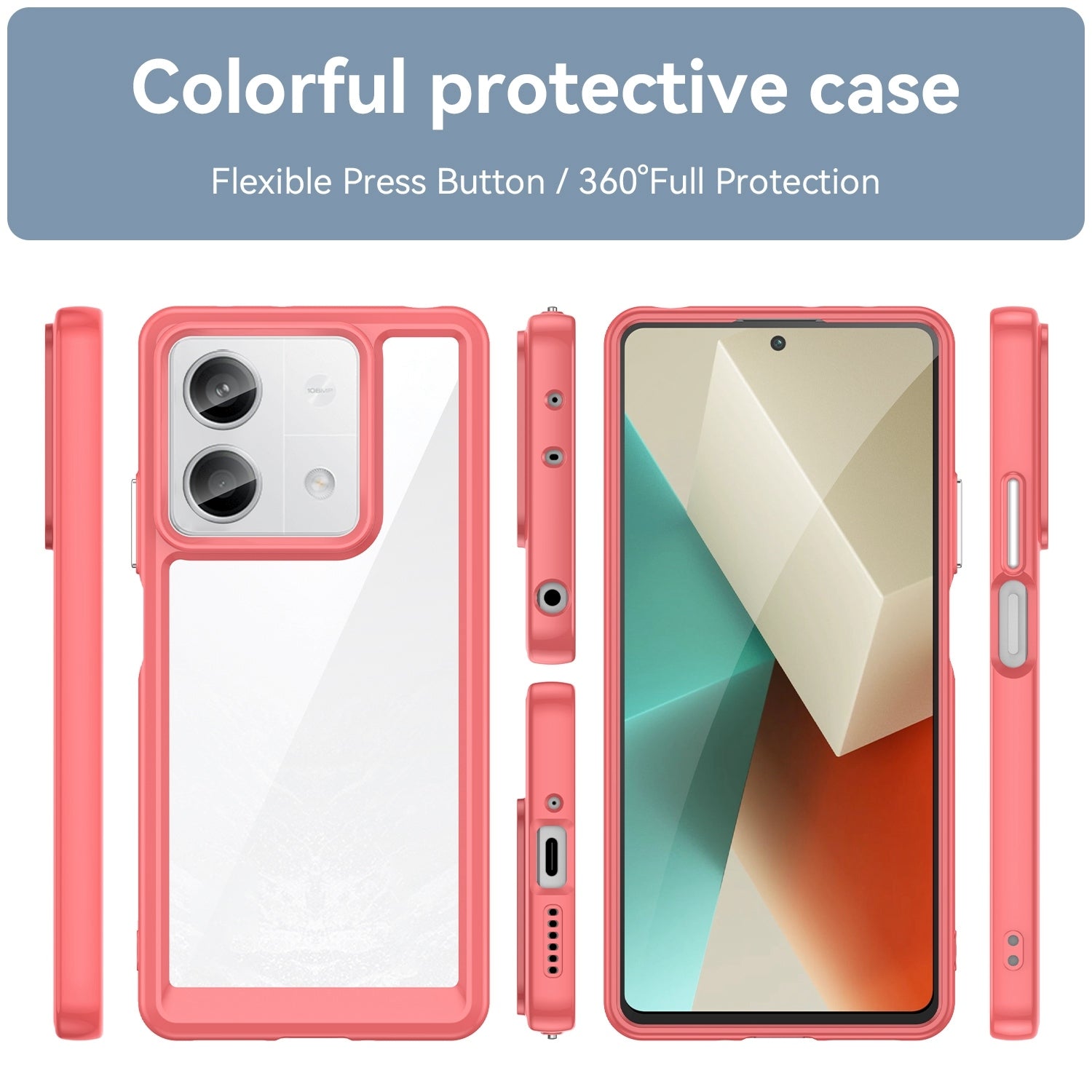 For-Xiaomi-Redmi-Note-13-5G-Colorful-Series-Acrylic-Hybrid-TPU-Phone-Case(Red)
