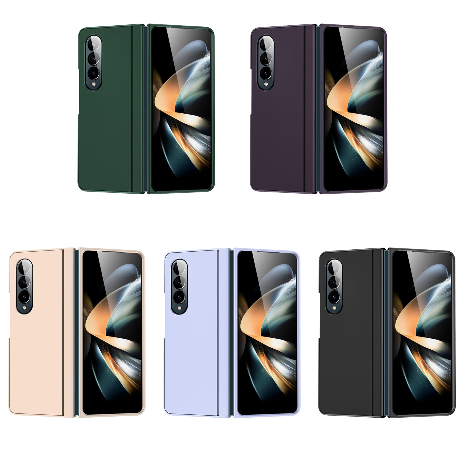 For-Samsung-Galaxy-Z-Fold4-Skin-Feel-Fold-Full-Coverage-Phone-Case-with-Holder(Green)
