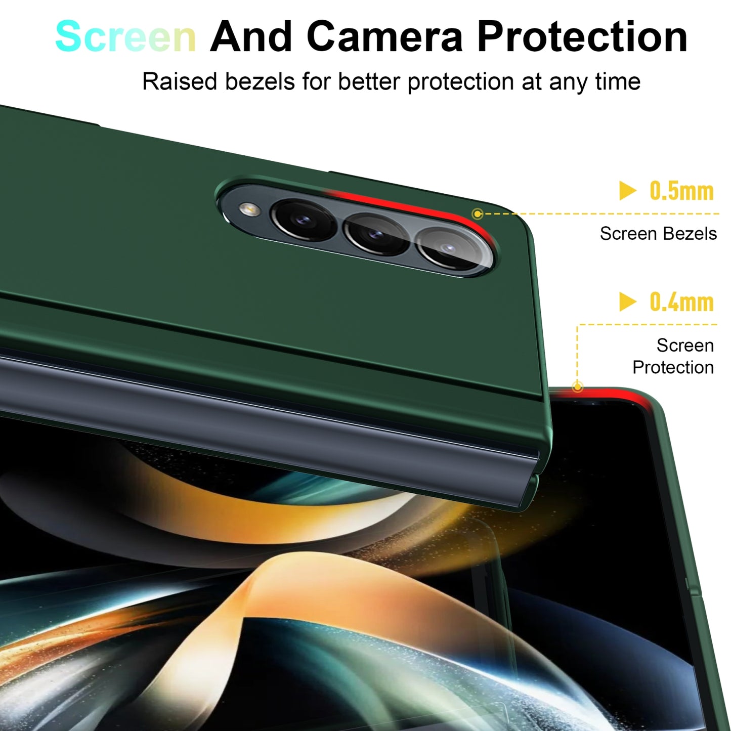 For-Samsung-Galaxy-Z-Fold4-Skin-Feel-Fold-Full-Coverage-Phone-Case-with-Holder(Green)