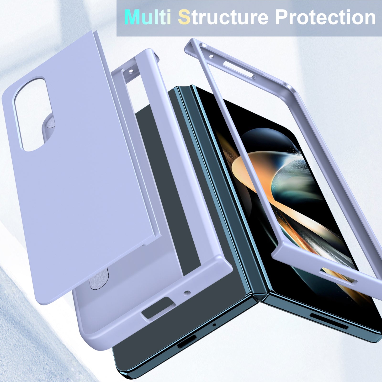 For-Samsung-Galaxy-Z-Fold4-Skin-Feel-Fold-Full-Coverage-Phone-Case-with-Holder(Green)