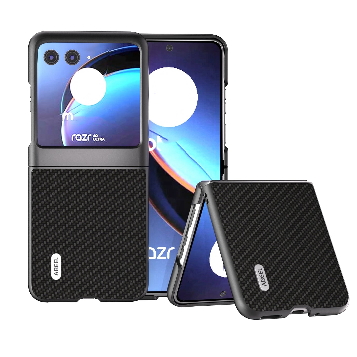For-Motorola-Razr-40-Ultra-ABEEL-Carbon-Fiber-Texture-Protective-Phone-Case(Black)