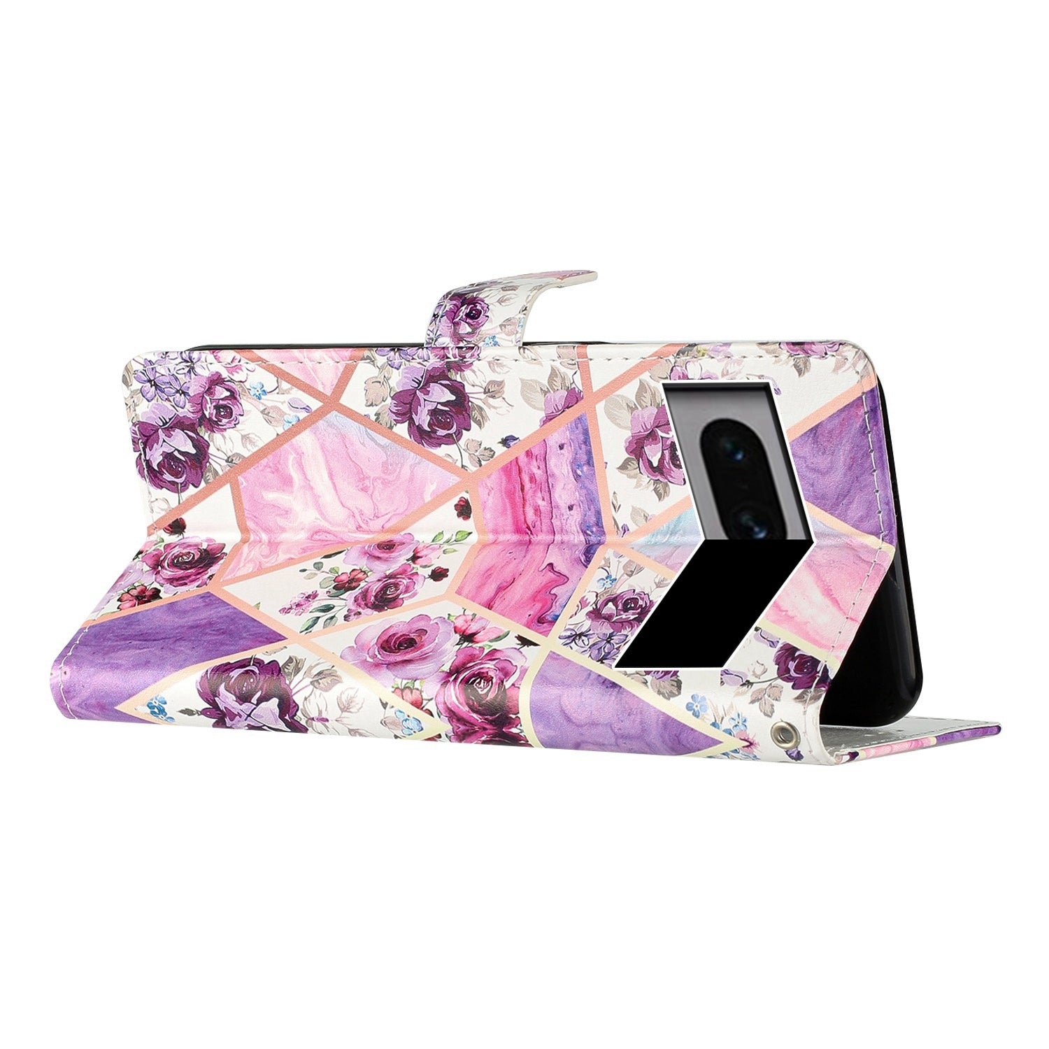 For-Google-Pixel-7-Pro-Colored-Drawing-Leather-Phone-Case(Purple-Marble)