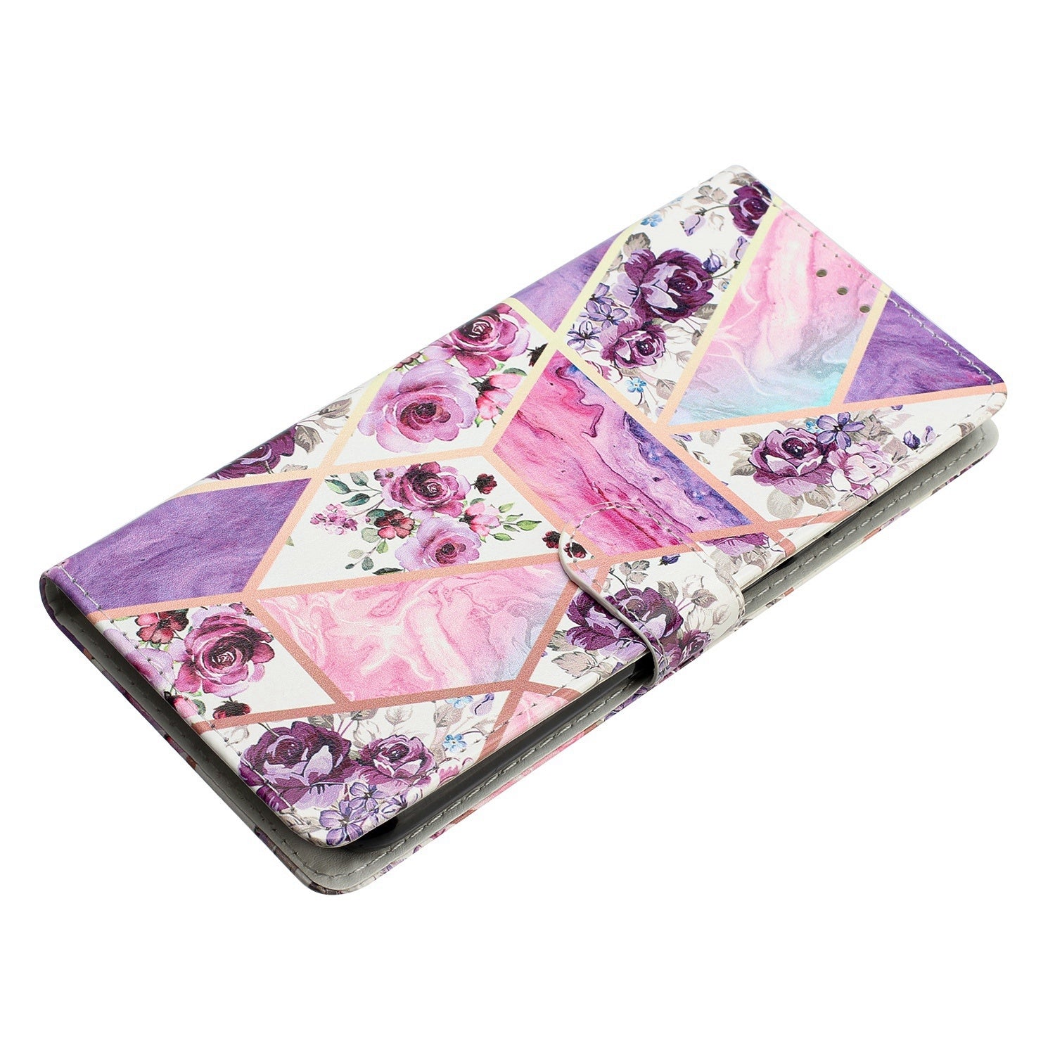 For-Google-Pixel-7-Pro-Colored-Drawing-Leather-Phone-Case(Purple-Marble)