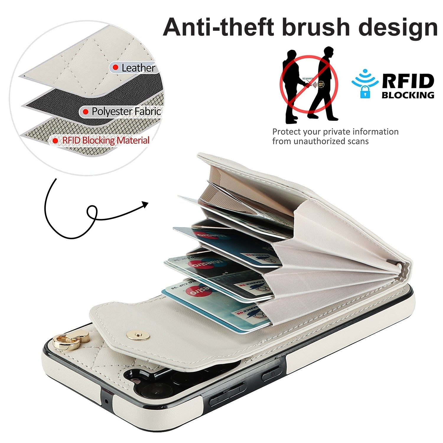 For-Samsung-Galaxy-S24-5G-Rhombic-Texture-Card-Bag-Phone-Case-with-Long-Lanyard(White)