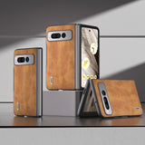 For-Google-Pixel-Fold-ABEEL-Retro-Litchi-Texture-PU-Phone-Case(Brown)