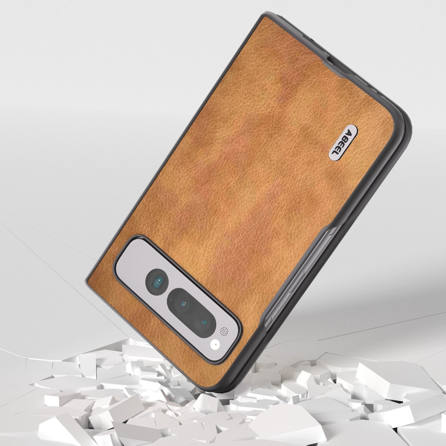For-Google-Pixel-Fold-ABEEL-Retro-Litchi-Texture-PU-Phone-Case(Brown)